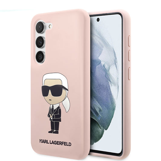 Hülle für Samsung Galaxy S23+ S916, Karl Lagerfeld, Silicone Ikonik Karl, Rosa