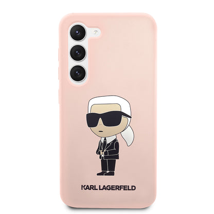 Hülle für Samsung Galaxy S23+ S916, Karl Lagerfeld, Silicone Ikonik Karl, Rosa