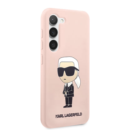 Hülle für Samsung Galaxy S23+ S916, Karl Lagerfeld, Silicone Ikonik Karl, Rosa