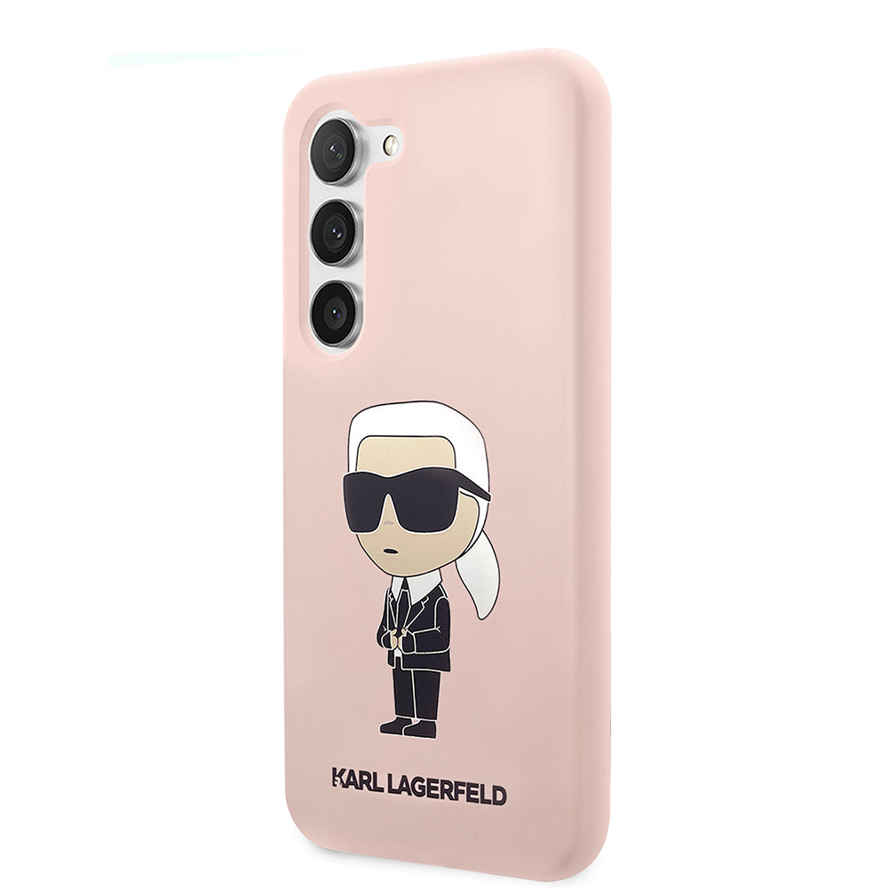 Hülle für Samsung Galaxy S23+ S916, Karl Lagerfeld, Silicone Ikonik Karl, Rosa