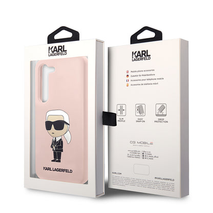 Hülle für Samsung Galaxy S23+ S916, Karl Lagerfeld, Silicone Ikonik Karl, Rosa