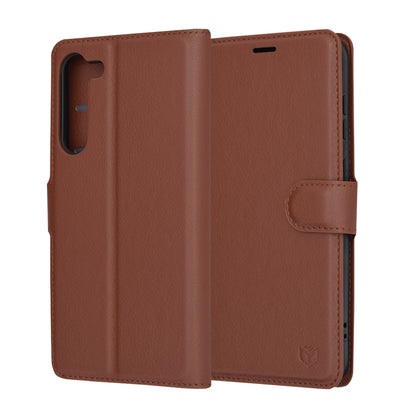 Case for Samsung Galaxy S23+ S916, Techsuit, Leather Folio, Brown