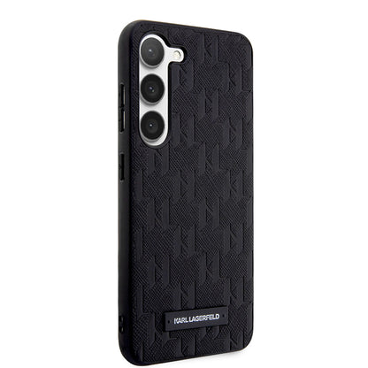 Hülle für Samsung Galaxy S23 S911, Karl Lagerfeld, Saffiano Monogram Metal Logo, Schwarz