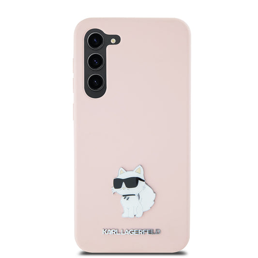 Hülle für Samsung Galaxy S23 S911, Karl Lagerfeld, Silicone Choupette Metal, Rosa