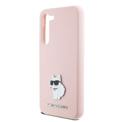 Case for Samsung Galaxy S23 S911, Karl Lagerfeld, Silicone Choupette Metal, Pink