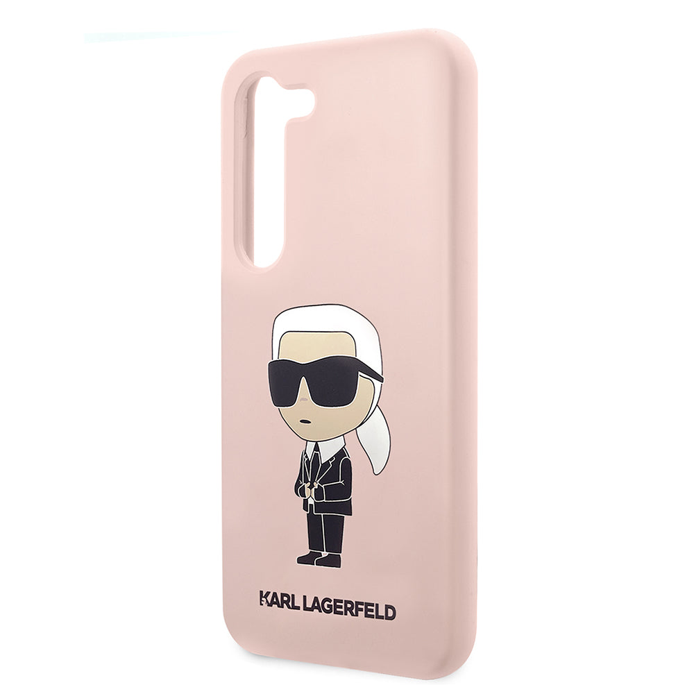 Hülle für Samsung Galaxy S23 S911, Karl Lagerfeld, Silicone Ikonik Karl, Rosa
