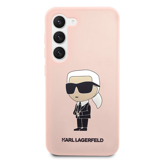Hülle für Samsung Galaxy S23 S911, Karl Lagerfeld, Silicone Ikonik Karl, Rosa
