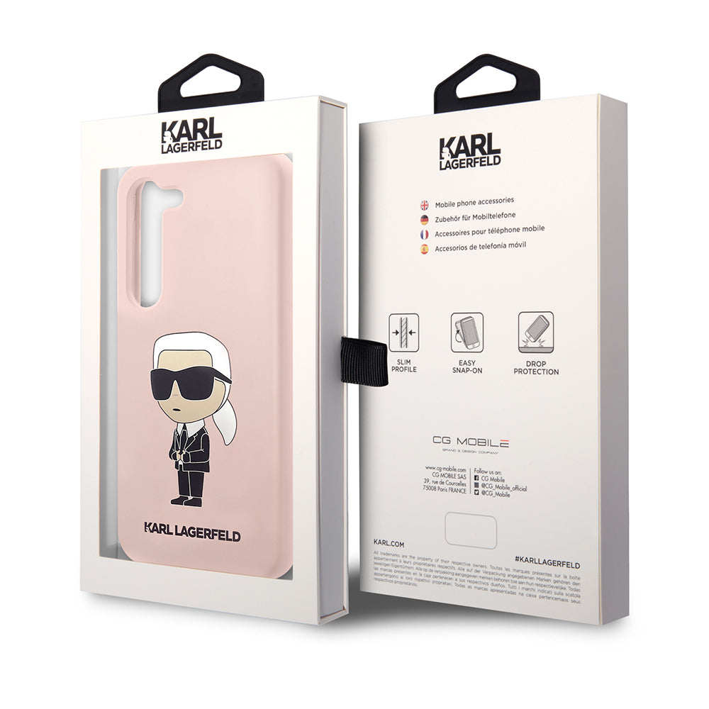 Hülle für Samsung Galaxy S23 S911, Karl Lagerfeld, Silicone Ikonik Karl, Rosa