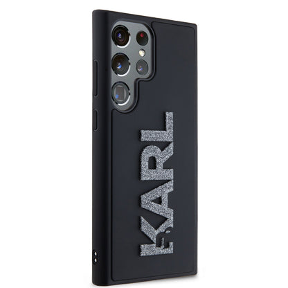 Case for Samsung Galaxy S23 Ultra S918, Karl Lagerfeld, 3D Rubber Glitter Logo, Black