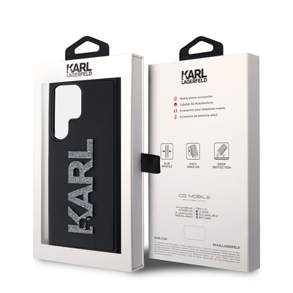 Case for Samsung Galaxy S23 Ultra S918, Karl Lagerfeld, 3D Rubber Glitter Logo, Black