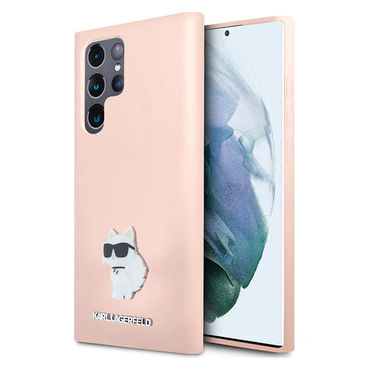 Hülle für Samsung Galaxy S23 Ultra S918, Karl Lagerfeld, Silicone Choupeete Metal, Rosa
