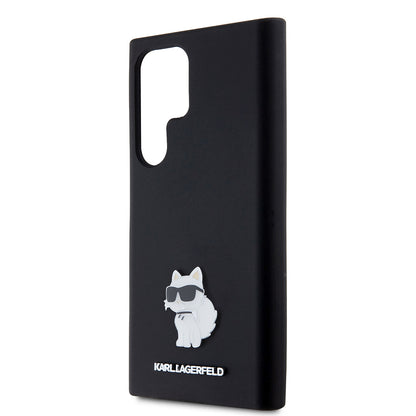 Hülle für Samsung Galaxy S23 Ultra S918, Karl Lagerfeld, Silicone Choupette, Schwarz