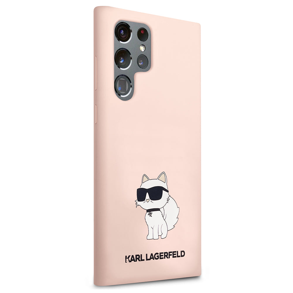 Hülle für Samsung Galaxy S23 Ultra S918, Karl Lagerfeld, Silicone Choupette, Rosa