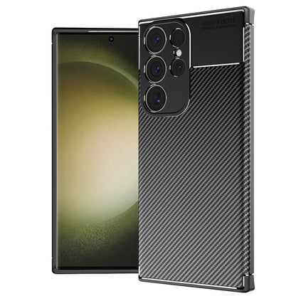 Hülle für Samsung Galaxy S23 Ultra S918, Techsuit, CarbonFiber, Schwarz