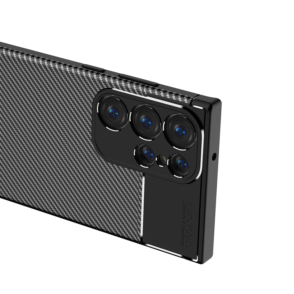 Hülle für Samsung Galaxy S23 Ultra S918, Techsuit, CarbonFiber, Schwarz