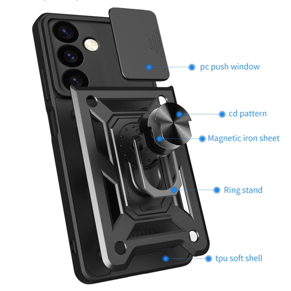Hülle für Samsung Galaxy S24 FE S721, Techsuit, CamShield, Schwarz