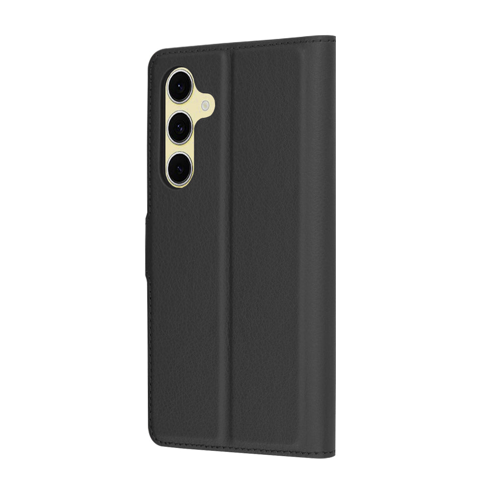 Hülle für Samsung Galaxy S24 FE S721, Techsuit, Leder-Folio, Schwarz