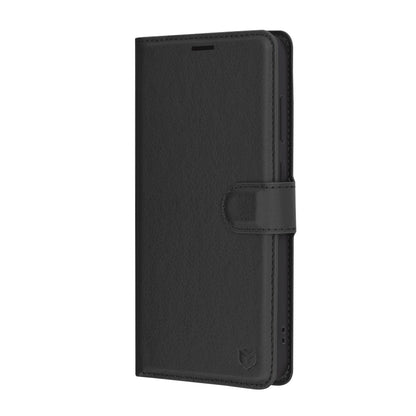 Hülle für Samsung Galaxy S24 FE S721, Techsuit, Leder-Folio, Schwarz