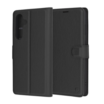 Hülle für Samsung Galaxy S24 FE S721, Techsuit, Leder-Folio, Schwarz
