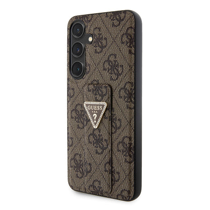 Case for Samsung Galaxy S24+ S926, Guess, Grip Stand 4G Triangle Strass, Brown