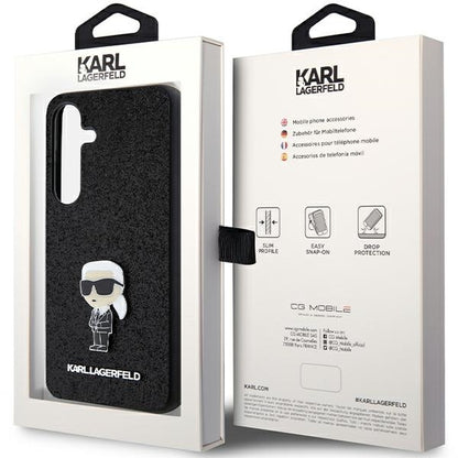 Case for Samsung Galaxy S24+ S926, Karl Lagerfeld, Glitter Ikonik Karl Logo, Black