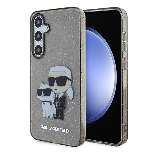 Case for Samsung Galaxy S24+ S926, Karl Lagerfeld, Glitter Karl & Choupette, Blue