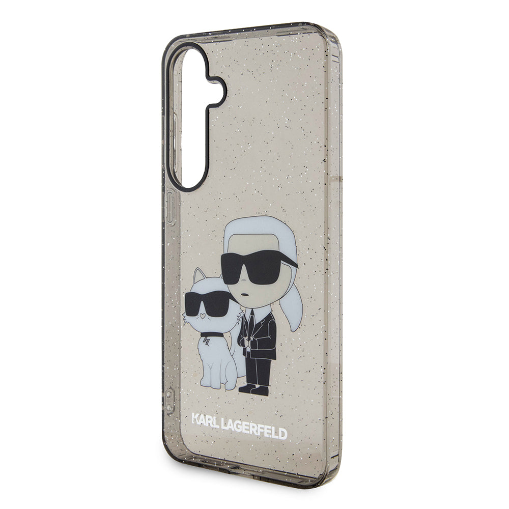 Hülle für Samsung Galaxy S24+ S926, Karl Lagerfeld, Glitter Karl & Choupette, Blau