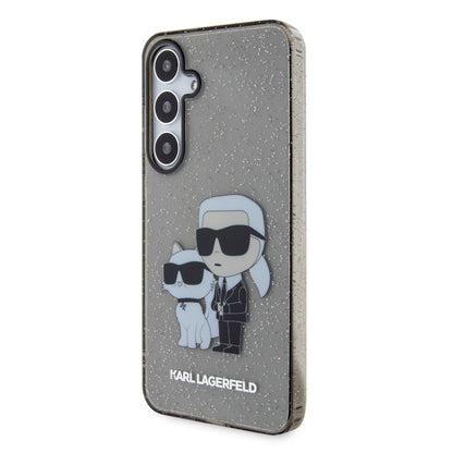 Hülle für Samsung Galaxy S24+ S926, Karl Lagerfeld, Glitter Karl & Choupette, Blau