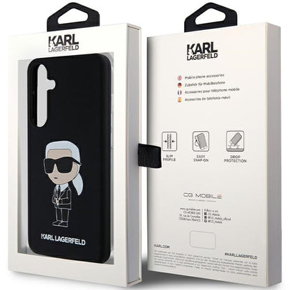 Hülle für Samsung Galaxy S24+ S926, Karl Lagerfeld, Silicone Ikonik NFT, Schwarz