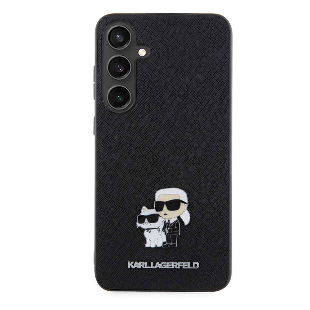 Hülle für Samsung Galaxy S24+ S926, Karl Lagerfeld, Saffiano Karl & Choupette Metal, Schwarz