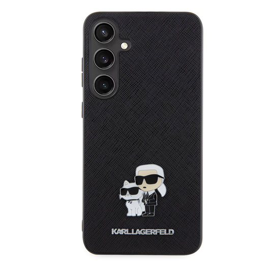 Case for Samsung Galaxy S24+ S926, Karl Lagerfeld, Saffiano Karl & Choupette Metal, Black