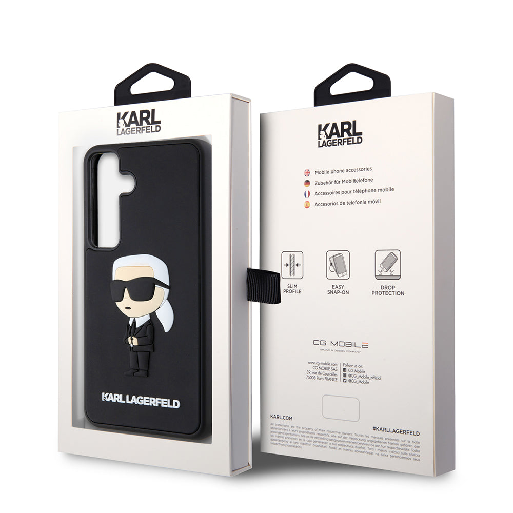 Case for Samsung Galaxy S24 S921, Karl Lagerfeld, 3D Rubber Ikonik Karl, Black