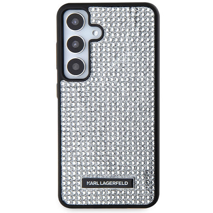 Hülle für Samsung Galaxy S24 S921, Karl Lagerfeld, Rhinestone Metal Plate, Silbern