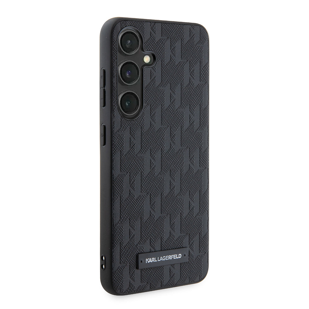 Hülle für Samsung Galaxy S24 S921, Karl Lagerfeld, Saffiano Mono Metal Logo, Schwarz