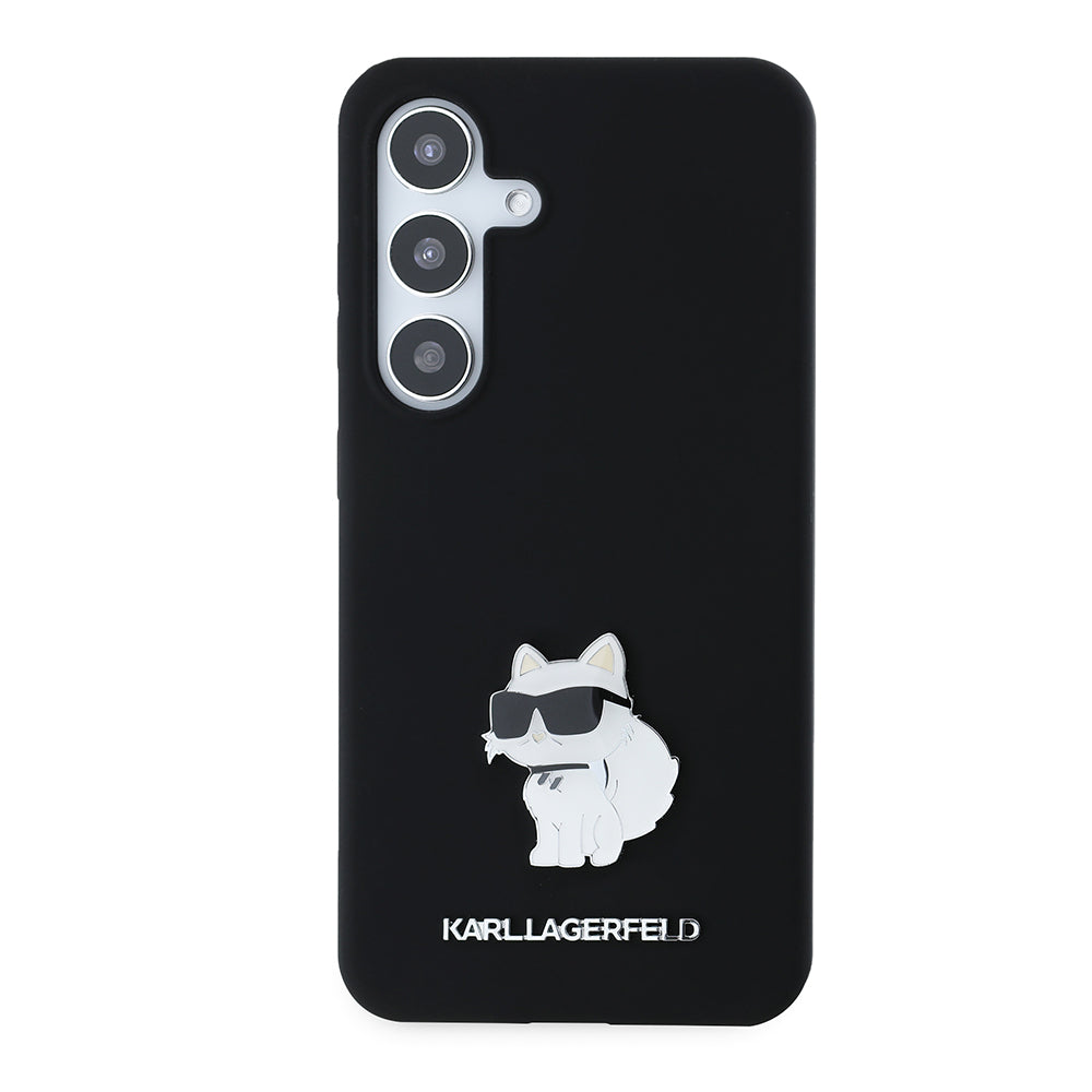 Hülle für Samsung Galaxy S24 S921, Karl Lagerfeld, Silicone Choupette, Schwarz