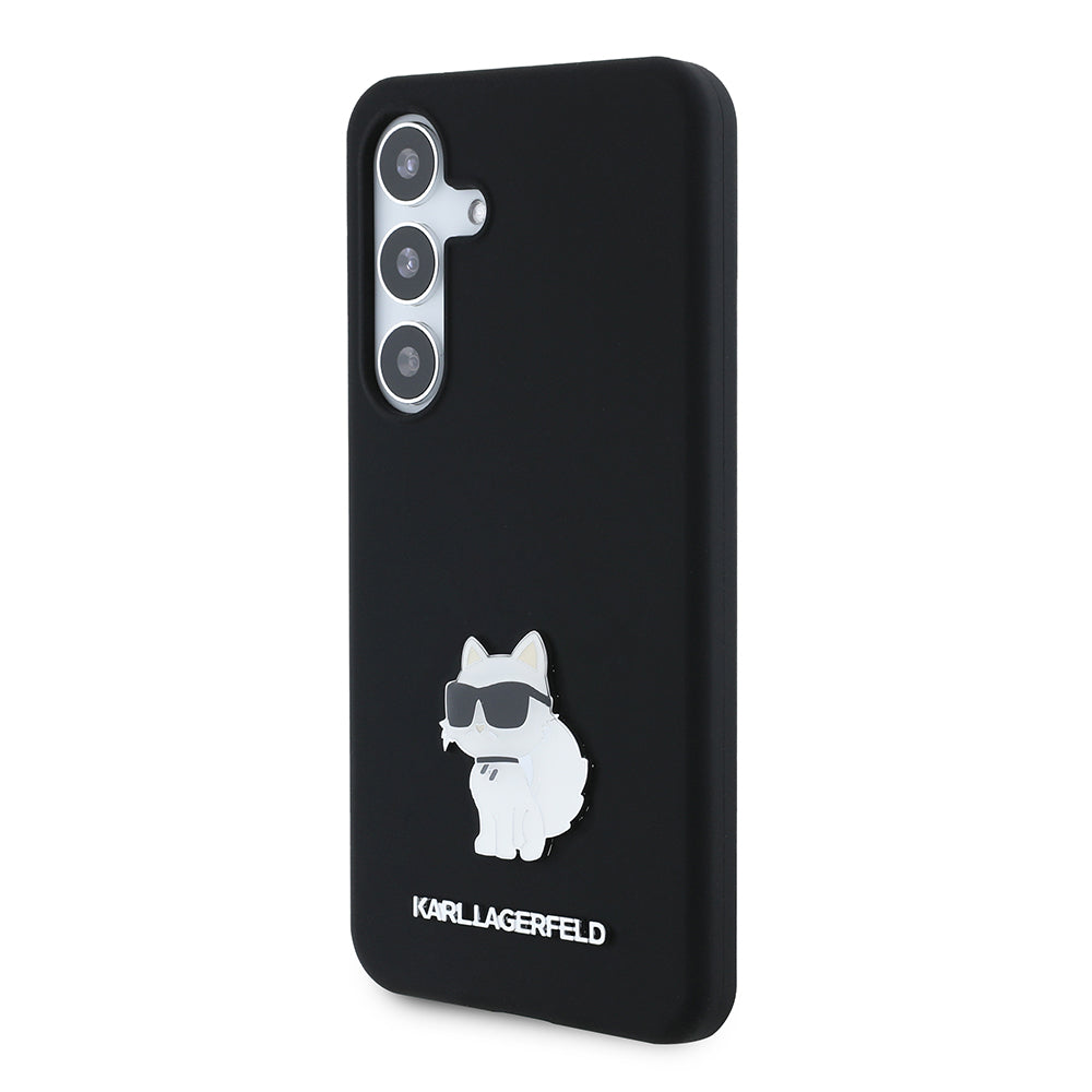 Hülle für Samsung Galaxy S24 S921, Karl Lagerfeld, Silicone Choupette, Schwarz
