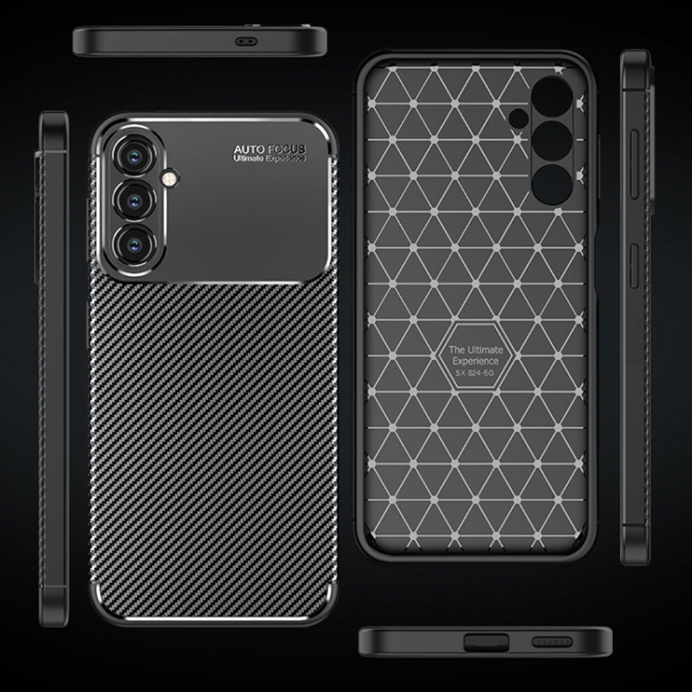 Hülle für Samsung Galaxy S24 S921, Techsuit, CarbonFiber, Schwarz
