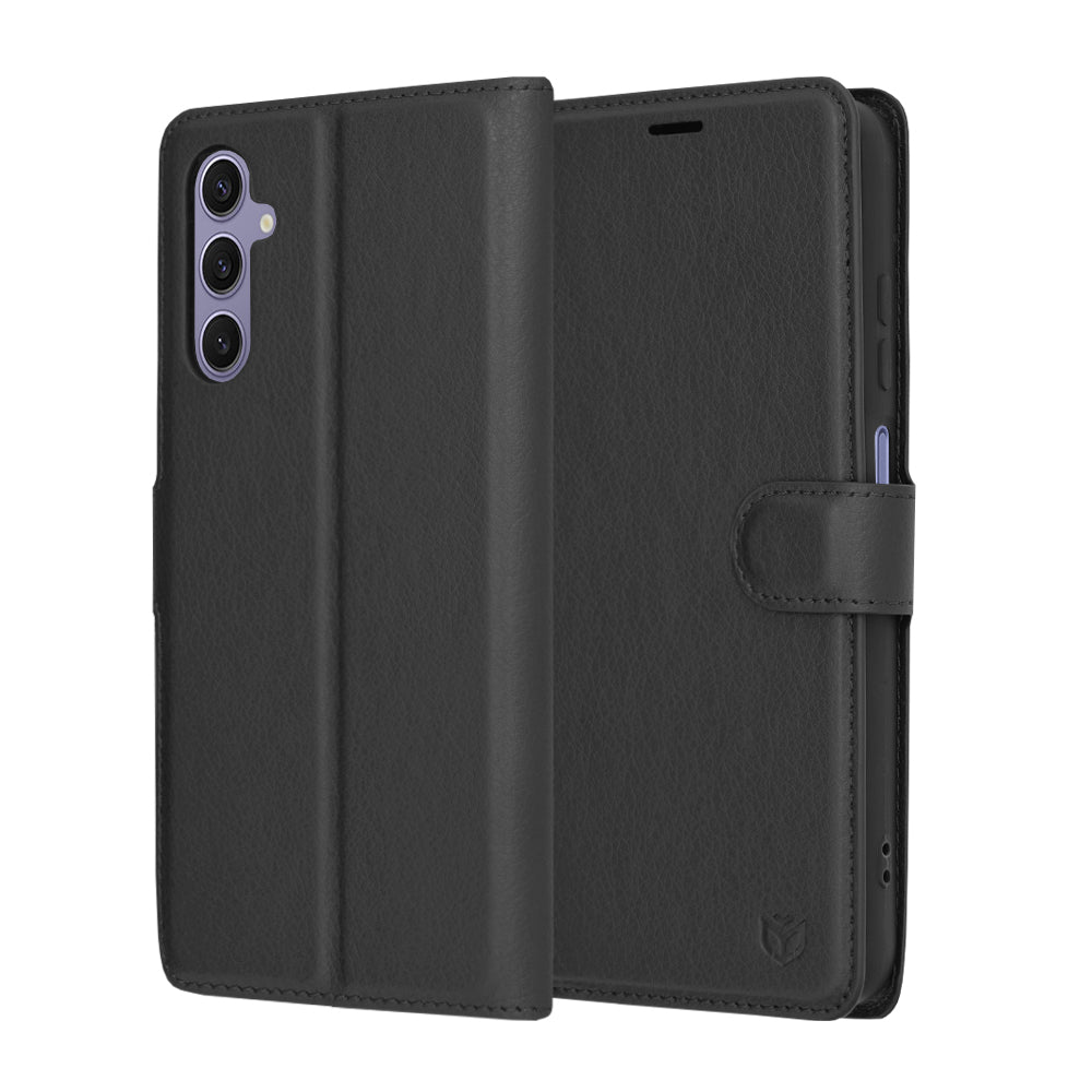 Case for Samsung Galaxy S24 S921, Techsuit, Leather Folio, Black