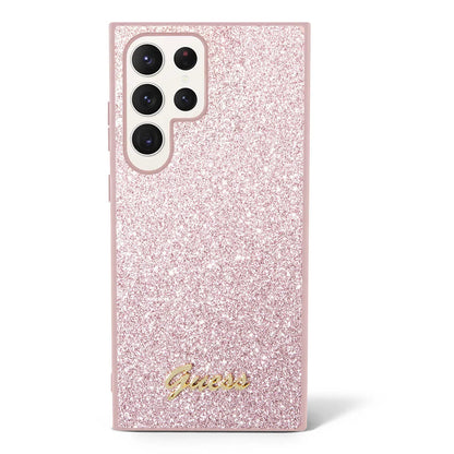 Case for Samsung Galaxy S24 Ultra S928, Guess, Glitter Script, Pink