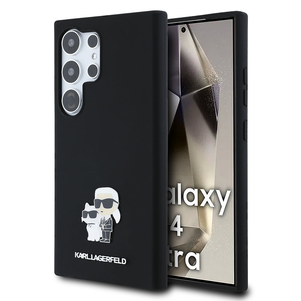 Hülle für Samsung Galaxy S24 Ultra S928, Karl Lagerfeld, Silikon Karl & Choupette, Schwarz