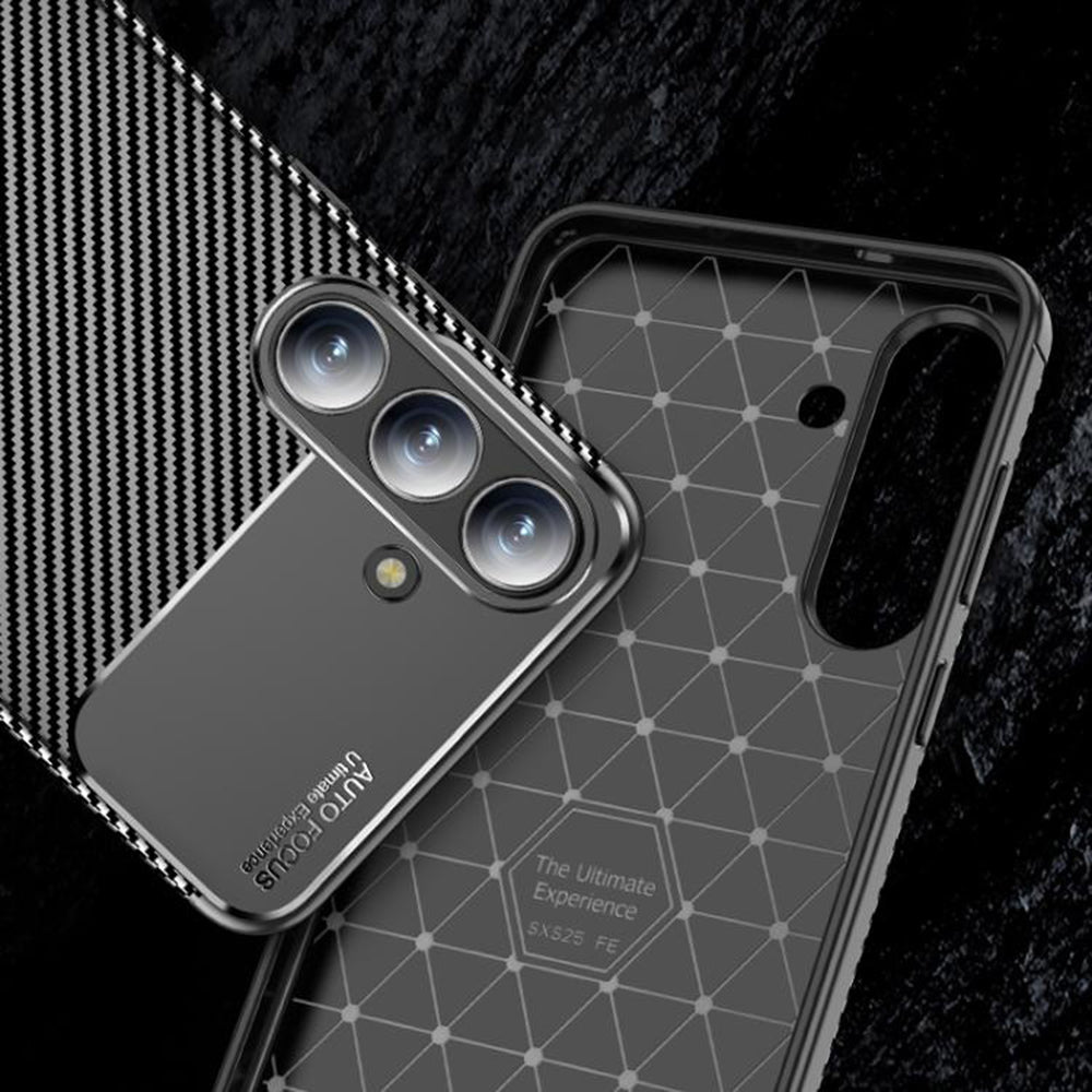 Hülle für Samsung Galaxy S25 FE, Techsuit, CarbonFiber, Schwarz