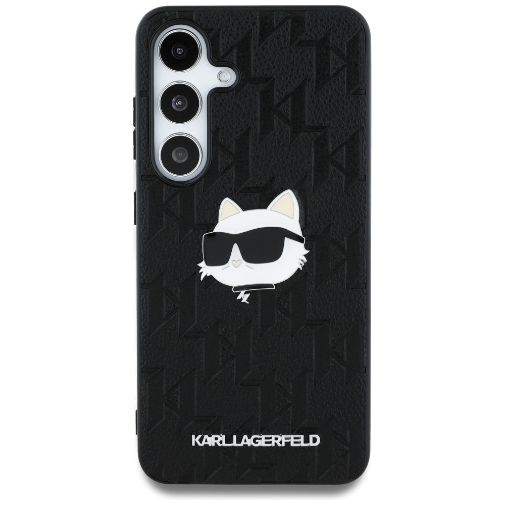 Hülle für Samsung Galaxy S25+ S936, Karl Lagerfeld, Monogram Choupette's Head, Schwarz