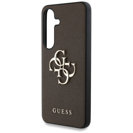 Case for Samsung Galaxy S25 S931, Guess, 4G Grained Big and Classic Logo, Brown