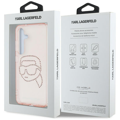 Hülle für Samsung Galaxy S25 S931, Karl Lagerfeld, IML Rhinestones Karl's Head, Rosa