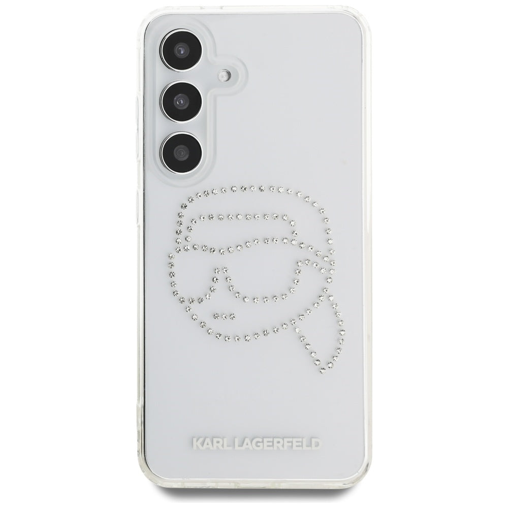 Case for Samsung Galaxy S25 S931, Karl Lagerfeld, IML Rhinestones Karl's Head, Transparent