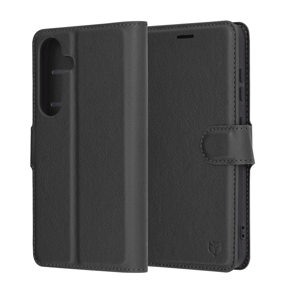 Hülle für Samsung Galaxy S25 S931, Techsuit, Leder-Folio, Schwarz