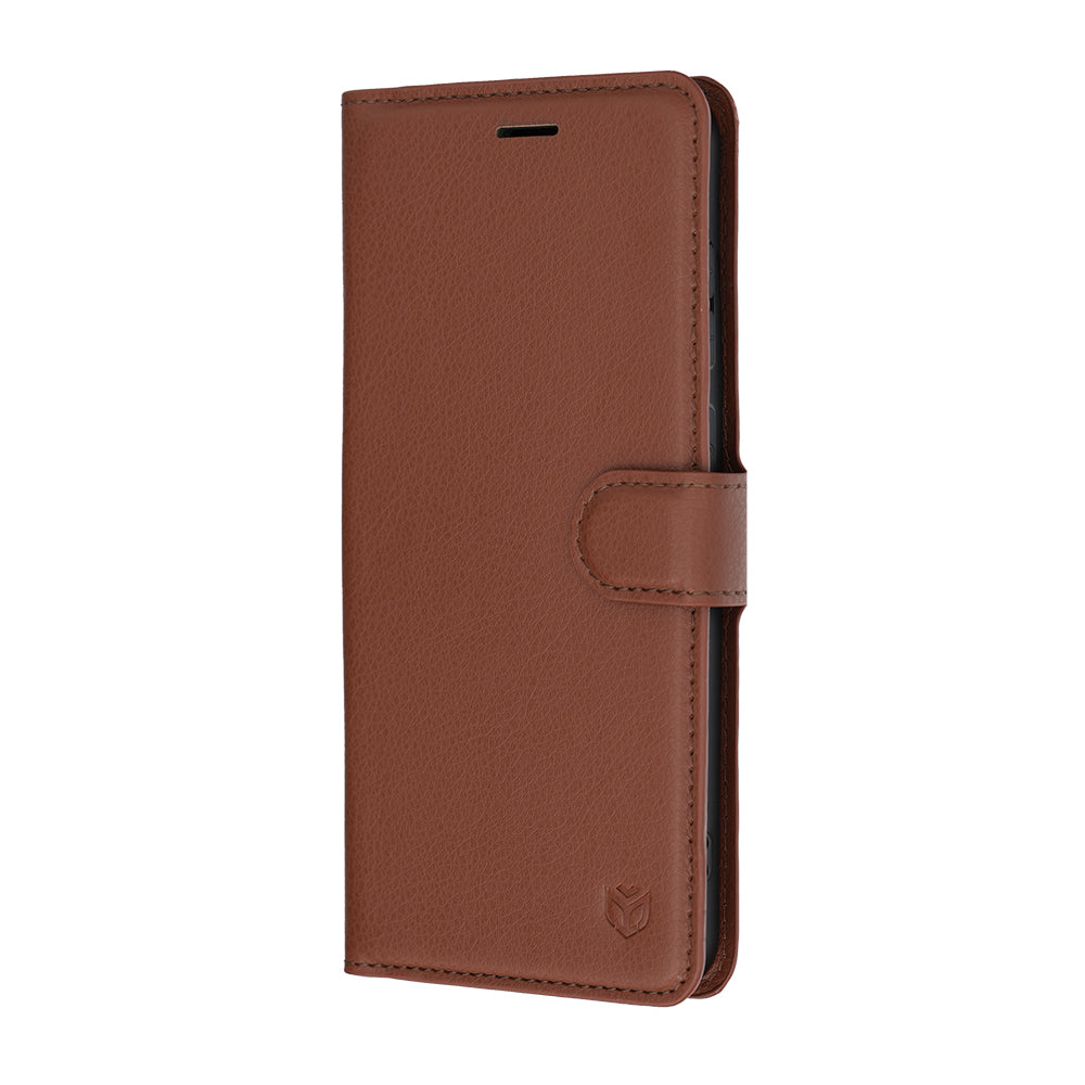 Hülle für Samsung Galaxy S26 FE / S25 FE, Techsuit, Leder-Folio, Braun