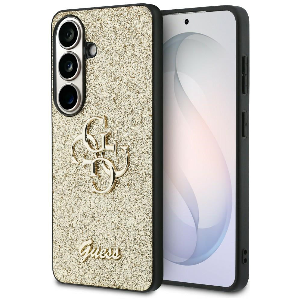Hülle für Samsung Galaxy S26 S942, Guess, Fixed Glitter Big 4G Metal Frame, Gold