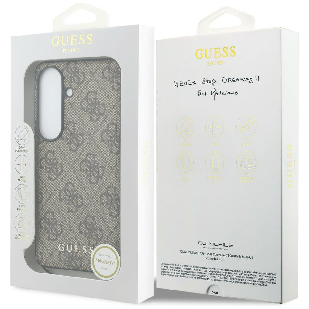 Hülle für Samsung Galaxy S26 S942, Guess, 4G Classic Logo Charm, Braun