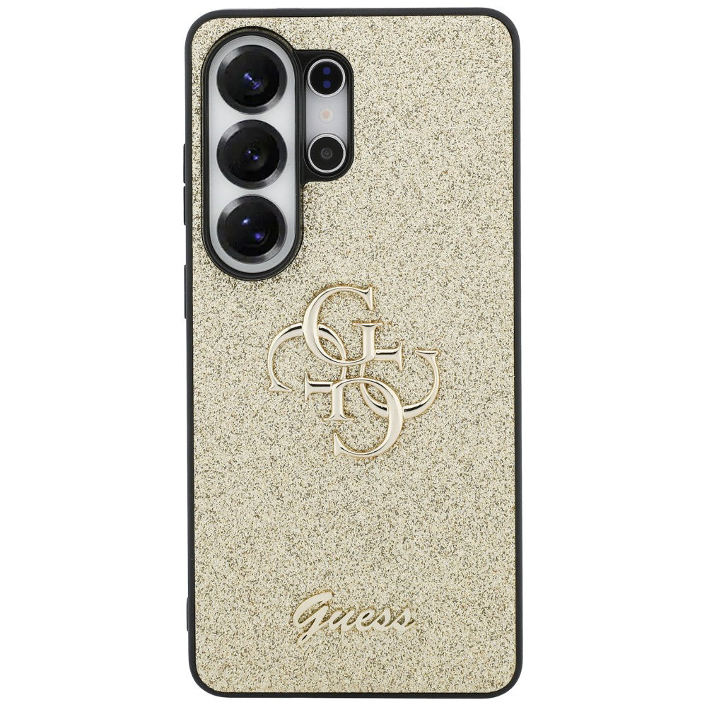 Hülle für Samsung Galaxy S26 Ultra S948, Guess, Fixed Glitter Big 4G Metal Frame, Gold